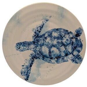Pier One Luncheon Plate‎ Sea Life Collection Sea Turtle Blue and White Ironstone